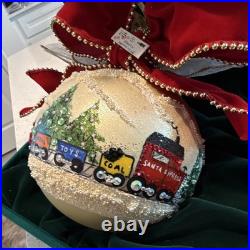 Natalie Sarabella Hand Painted Scenic Santa Express Ball Christmas Bauble 2002