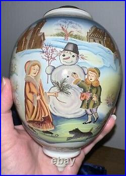 Ne'Qwa Art Christmas Ornament Mother Daughter Scotty Dog Snow SIGNED G. DeBrekht