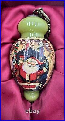 Ne'qwa NE Qwa Glass Christmas Ornament Santa In Chimney-SIGNED-Susan Winget