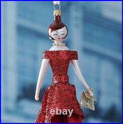 New De Carlini Neiman Marcus Piper in Red Gown Christmas Ornament