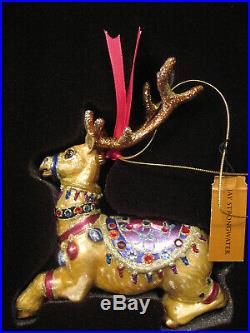 New Jay Strongwater Prancer Reindeer Glass Christmas Ornament NIB