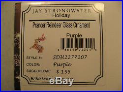 New Jay Strongwater Prancer Reindeer Glass Christmas Ornament NIB