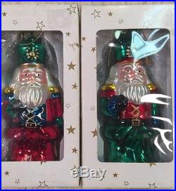 New Set Of 2 Glass Christmas Ornaments Santa Toy Soldier Nutcracker Ornament 6