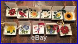 New in Box MINT Peggy Karr Lot of 11 Fused Art Glass Round Christmas Ornaments