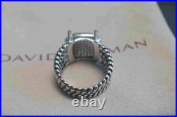 NewDavld/YurmanSterlingSilver925/Wheaton Pave Diamonds Ring 16x12mm Size 7