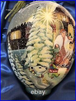 Nib 4 Ne' Qwa Art Woodland Wayfarer Magic Good Night Santa Blown Glass Paint Orn