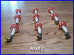 Nine Antique Glass Mushroom Clip-on Christmas Tree Ornament West Germany 1960'S