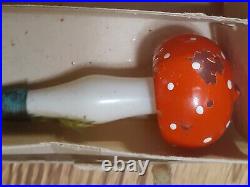 Nine Antique Glass Mushroom Clip-on Christmas Tree Ornament West Germany 1960'S