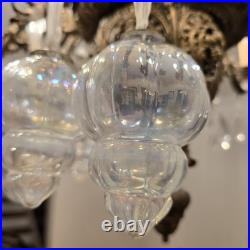 Nine Matching Clear Irridescent Glass Midwest Kugels Large Fabulous
