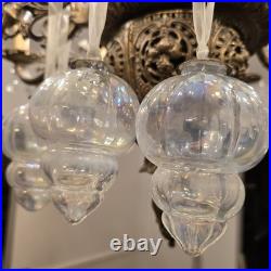 Nine Matching Clear Irridescent Glass Midwest Kugels Large Fabulous