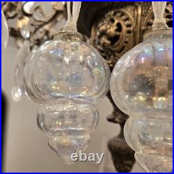 Nine Matching Clear Irridescent Glass Midwest Kugels Large Fabulous