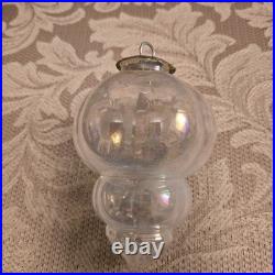 Nine Matching Clear Irridescent Glass Midwest Kugels Large Fabulous