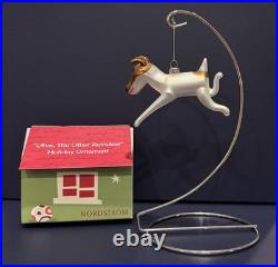 Nordstrom 1999 OLIVE THE OTHER REINDEER Glass Christmas Ornament in Box withStand