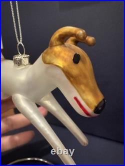 Nordstrom 1999 OLIVE THE OTHER REINDEER Glass Christmas Ornament in Box withStand