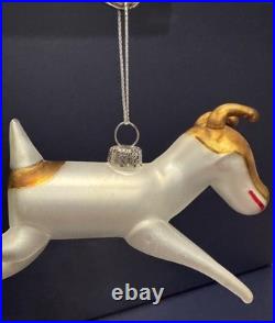 Nordstrom 1999 OLIVE THE OTHER REINDEER Glass Christmas Ornament in Box withStand