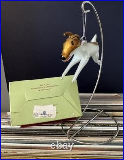 Nordstrom 1999 OLIVE THE OTHER REINDEER Glass Christmas Ornament in Box withStand