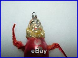 Old German Blown Glass Christmas Tree Ornament Clown Chenille Arms And Legs