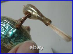 Old Glass Christmas Ornament Birds on Springs with Babies in Nest on Clip