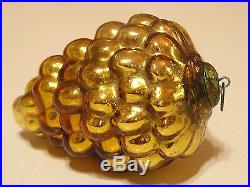 Old Kugel Glass Christmas Ornament Gold Grapes