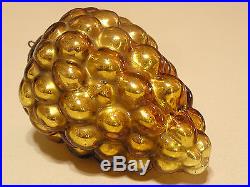 Old Kugel Glass Christmas Ornament Gold Grapes