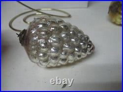 Old Vintage Germany Glass Kugel Christmas Ornament- 3 3/4 Silver Grapes