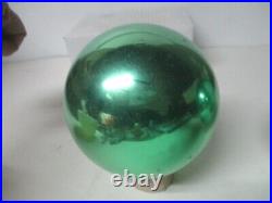 Old Vintage Germany Glass Kugel Christmas Ornament- 4 3/4 Green