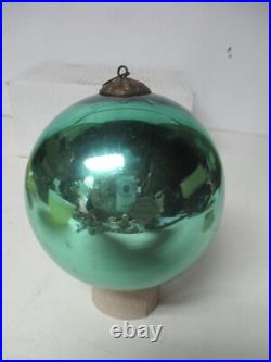 Old Vintage Germany Glass Kugel Christmas Ornament- 4 Green