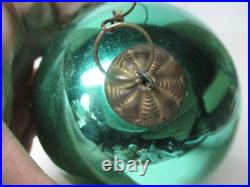 Old Vintage Germany Glass Kugel Christmas Ornament- 4 Green
