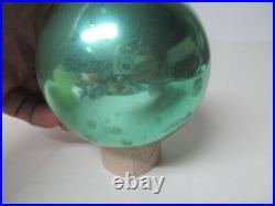 Old Vintage Germany Glass Kugel Christmas Ornament- 4 Green