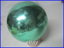 Old Vintage Germany Glass Kugel Christmas Ornament- 4 Green