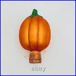 Old World Christmas Glass Halloween Ornament Pumpkin Jack O Lantern Topper NEW