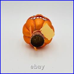 Old World Christmas Glass Halloween Ornament Pumpkin Jack O Lantern Topper NEW