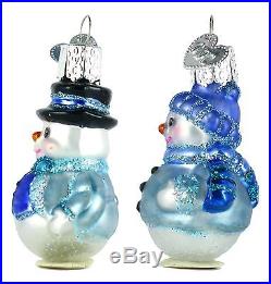 Old World Christmas Mini Frosty Snowman Glass Ornament Set of 2