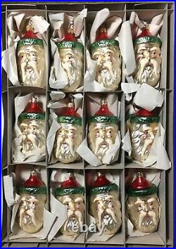 Old World Christmas Vintage Set of 12 4 Santa Faces in Original Box