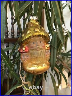 Old World Christmas antique german glass Triple Santa Claus mushroom ornament