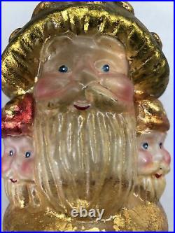 Old World Christmas antique german glass Triple Santa Claus mushroom ornament