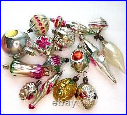 Old set 15 Vintage Ukrainian Glass Christmas Ornaments Xmas Fir-Tree Decorations