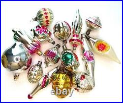 Old set 15 Vintage Ukrainian Glass Christmas Ornaments Xmas Fir-Tree Decorations