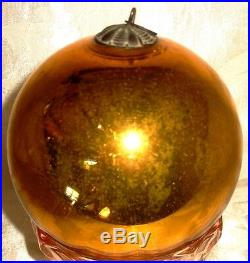 One Hand Blown German GOLD Mercury Glass Antique Christmas Kugel