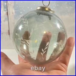 Original Old Antique Kugel Unsilvered Glass Christmas Ornament Large 4