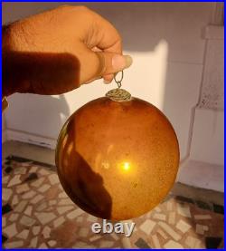 Original Vintage Old Antique Golden 5 Round Glass Christmas Kugel / Ornament