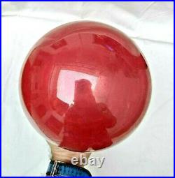 Original Vintage Old Antique Rare Red 8 Round Glass Christmas Kugel / Ornament