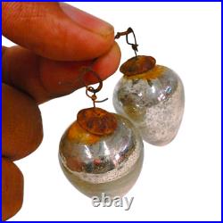 Original Vintage Rare Egg Shape Silver Glass Christmas Ornament Kugel Germany