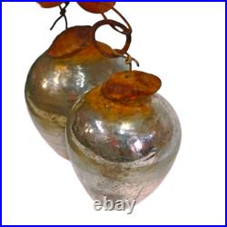 Original Vintage Rare Egg Shape Silver Glass Christmas Ornament Kugel Germany