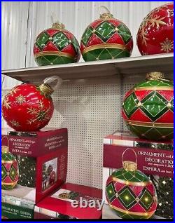 Oversized Red Christmas Ornament with LED Gold Snowflakes Lights