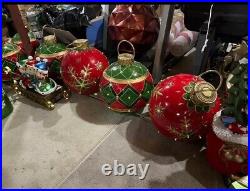 Oversized Red Christmas Ornament with LED Gold Snowflakes Lights