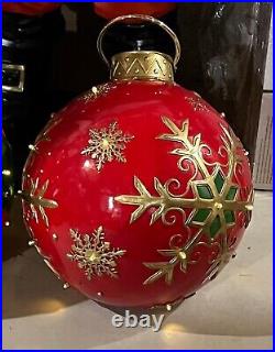 Oversized Red Christmas Ornament with LED Gold Snowflakes Lights