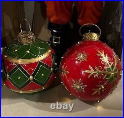 Oversized Red Christmas Ornament with LED Gold Snowflakes Lights