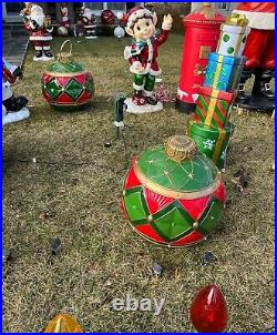 Oversized Red Christmas Ornament with LED Gold Snowflakes Lights