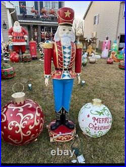 Oversized Red Christmas Ornament with LED Gold Snowflakes Lights